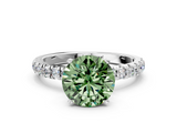 White gold Fancy Green Round  Solitaire Diamond Pavé Band with Four-Prong Setting_45