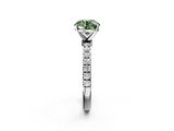 White gold Fancy Green Round  Solitaire Diamond Pavé Band with Four-Prong Setting_47