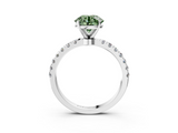 White gold Fancy Green Round  Solitaire Diamond Pavé Band with Four-Prong Setting_48