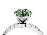 White gold Fancy Green Round  Solitaire Diamond Pavé Band with Four-Prong Setting_49