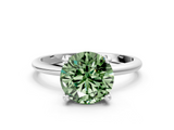 White gold Fancy Green Round  Solitaire Diamond Ring with 4-Prong Setting on a Classic Band_3