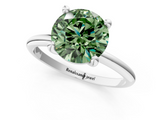 White gold Fancy Green Round  Solitaire Diamond Ring with 4-Prong Setting on a Classic Band_4