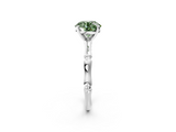 White gold Fancy Green Round  Solitaire Diamond Ring with Bamboo Band and Four-Prong Setting_110