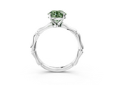 White gold Fancy Green Round  Solitaire Diamond Ring with Bamboo Band and Four-Prong Setting_111