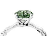 White gold Fancy Green Round  Solitaire Diamond Ring with Bamboo Band and Four-Prong Setting_112