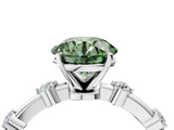 White gold Fancy Green Round  Solitaire Diamond Ring with Bezel Set Side Stones and Prong Setting_7