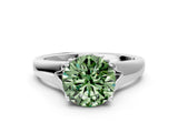 White gold Fancy Green Round  Solitaire Diamond Ring with Cathedral Band and Four-Prong Setting_83