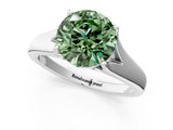 White gold Fancy Green Round  Solitaire Diamond Ring with Cathedral Band and Four-Prong Setting_84