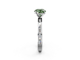 White gold Fancy Green Round  Solitaire Diamond Ring with Channel-Set Baguette Band and Four-Prong Setting_83