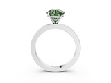 White gold Fancy Green Round  Solitaire Diamond Ring with Channel-Set Baguette Band and Four-Prong Setting_84