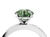 White gold Fancy Green Round  Solitaire Diamond Ring with Channel-Set Baguette Band and Four-Prong Setting_85
