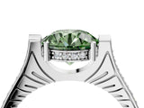 White gold Fancy Green Round  Solitaire Diamond Ring with Channel Set Band and Bezel Prong Setting_79