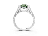 White gold Fancy Green Round  Solitaire Diamond Ring with Channel Set Band and Bezel Prong Setting_83