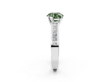 White gold Fancy Green Round  Solitaire Diamond Ring with Channel-Set Band and Four-Prong Setting_5