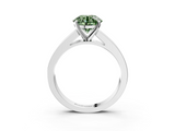 White gold Fancy Green Round  Solitaire Diamond Ring with Channel-Set Band and Four-Prong Setting_6