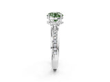 White gold Fancy Green Round  Solitaire Diamond Ring with Channel Set Band and Six-Prong Setting_55