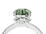 White gold Fancy Green Round  Solitaire Diamond Ring with Channel Set Band and Six-Prong Setting_56