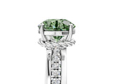White gold Fancy Green Round  Solitaire Diamond Ring with Channel Set Band and Six-Prong Setting_58