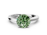 White gold Fancy Green Round  Solitaire Diamond Ring with Four-Prong Setting and Classic Band_3