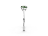 White gold Fancy Green Round  Solitaire Diamond Ring with Four-Prong Setting and Classic Band_5
