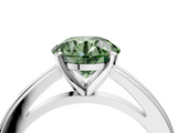 White gold Fancy Green Round  Solitaire Diamond Ring with Four-Prong Setting and Classic Band_7