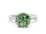 White gold Fancy Green Round  Solitaire Diamond Ring with Four-Prong Setting on a Plain Band_32