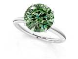 White gold Fancy Green Round  Solitaire Diamond Ring with Four-Prong Setting on a Plain Band_33