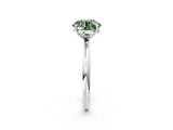 White gold Fancy Green Round  Solitaire Diamond Ring with Four-Prong Setting on a Plain Band_34