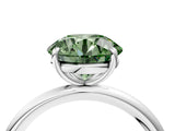 White gold Fancy Green Round  Solitaire Diamond Ring with Four-Prong Setting on a Plain Band_36