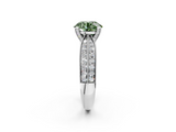 White gold Fancy Green Round  Solitaire Diamond Ring with Milgrain Pavé Band and Four-Prong Setting_22