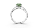 White gold Fancy Green Round  Solitaire Diamond Ring with Milgrain Pavé Band and Four-Prong Setting_23