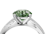 White gold Fancy Green Round  Solitaire Diamond Ring with Milgrain Pavé Band and Four-Prong Setting_24