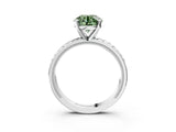White gold Fancy Green Round  Solitaire Diamond Ring with Milgrain and Black Enamel X Pattern Band_202
