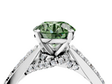 White gold Fancy Green Round  Solitaire Diamond Ring with Pavé Band and Four-Prong Setting_93