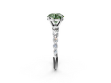 White gold Fancy Green Round  Solitaire Diamond Ring with Pave Band and Four-Prong Setting_256