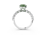 White gold Fancy Green Round  Solitaire Diamond Ring with Pave Band and Four-Prong Setting_257