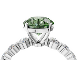 White gold Fancy Green Round  Solitaire Diamond Ring with Pave Band and Four-Prong Setting_258