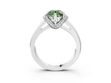 White gold Fancy Green Round  Solitaire Diamond Ring with Pave Band and Six-Prong Setting_35