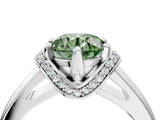 White gold Fancy Green Round  Solitaire Diamond Ring with Pave Band and Six-Prong Setting_36
