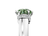 White gold Fancy Green Round  Solitaire Diamond Ring with Pave Band and Six-Prong Setting_37