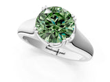 White gold Fancy Green Round  Solitaire Diamond Ring with Six-Prong Cathedral Setting_32