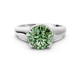 White gold Fancy Green Round  Solitaire Diamond Ring with Six-Prong Cathedral Setting_32
