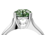 White gold Fancy Green Round  Solitaire Diamond Ring with Six-Prong Cathedral Setting_35