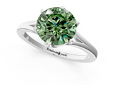 White gold Fancy Green Round  Solitaire Diamond Ring with Six-Prong Setting and Tapered Band_18