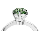 White gold Fancy Green Round  Solitaire Diamond Ring with Six-Prong Setting on a Classic Band_7