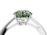 White gold Fancy Green Round  Solitaire Diamond Ring with Split Shank and Four-Prong Setting_24