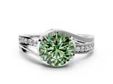 White gold Fancy Green Round  Solitaire Diamond Ring with Split Shank and Prong Setting_41