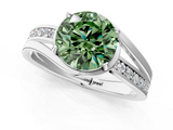 White gold Fancy Green Round  Solitaire Diamond Ring with Split Shank and Prong Setting_42