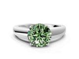 White gold Fancy Green Round  Solitaire Diamond Ring with Tapered Band and Four-Prong Setting_49