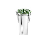 White gold Fancy Green Round  Solitaire Diamond Ring with Tapered Band and Four-Prong Setting_54